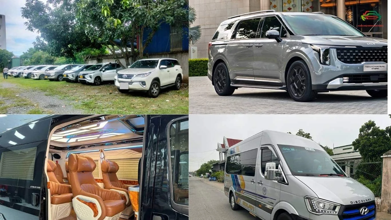 Xe 16 chỗ di chuyển từ Hà Nội đi sân bay Nội Bài vào sáng sớm