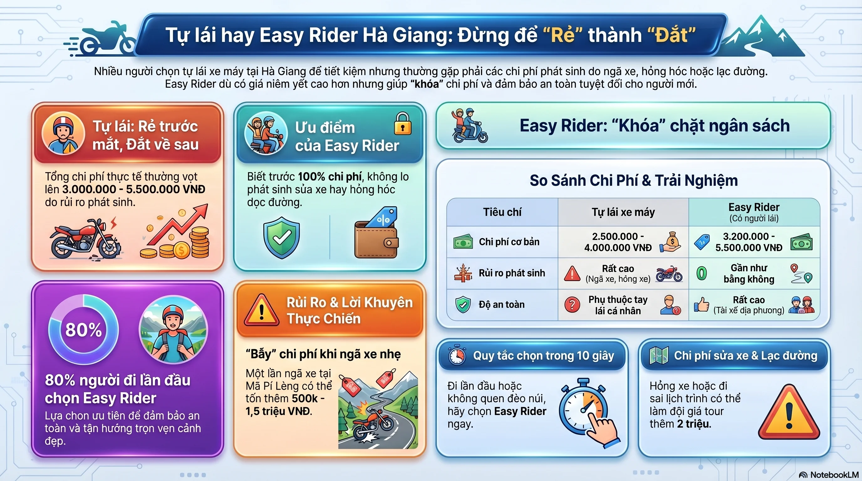 So sánh chi phí tự lái và Easy Rider Hà Giang